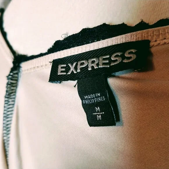 EXPRESS SIZE M LONG SLEEVE BLACK EMBROIDERED LACE BODYSUIT - Picture 8 of 11